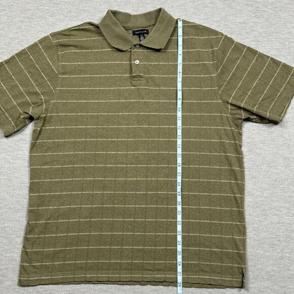 Van Heusen Striped Polo Shirt Mens Size L Green White Collared Short Sleeve - Picture 6 of 9